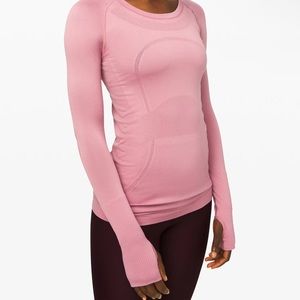 Swiftly Tech Long Sleeve Crew In Pink Taupe/pink Taupe
